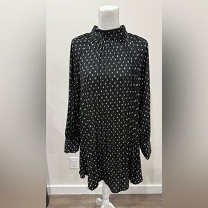 Love Riche Elegant Black, Brown and White Pleated Midi Dress Size Medium